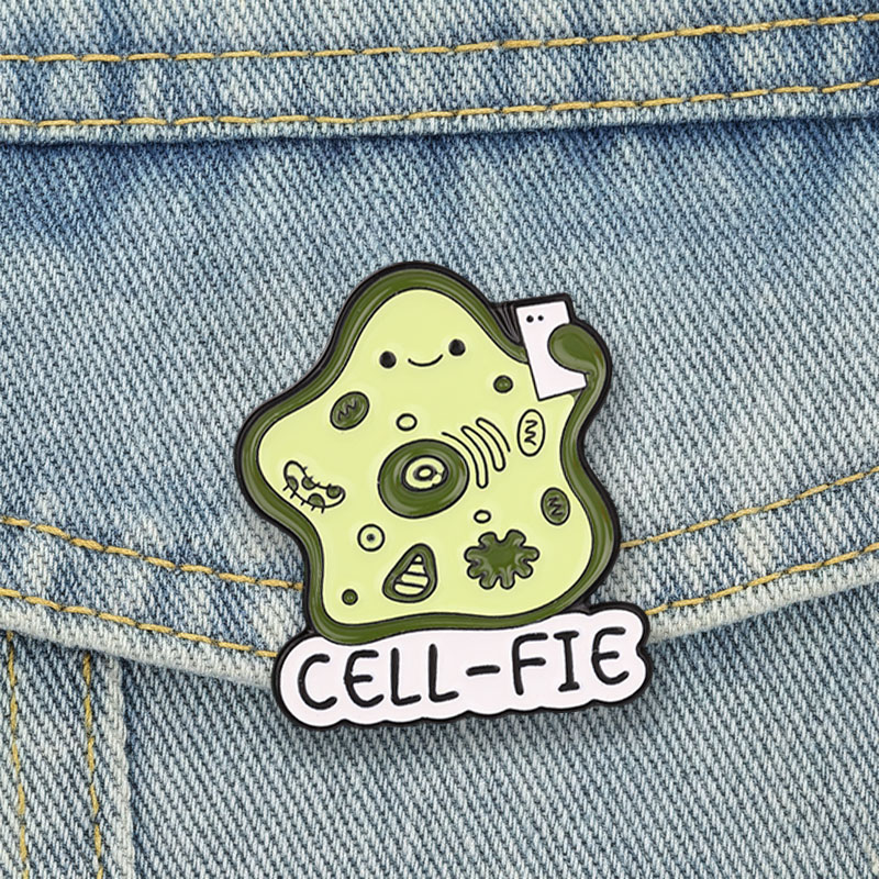 Science Buddies - CELL-FIE 生物学細胞エナメルピン漫画科学言葉遊びブローチラペルバッジ楽しい自撮りジュエリーアクセサリー友人へのギフト