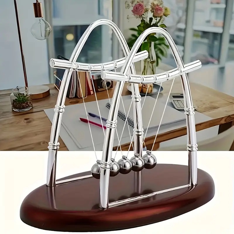Newton Cradle Large - ニュートンクレードルバランススチールボール永久運動衝突ボール学校教育物理科学振り子おもちゃ家の装飾