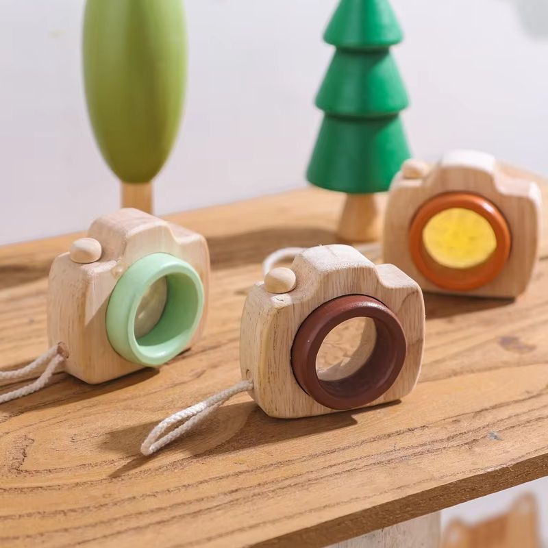 Science Kit - 木製虫眼鏡 ミニカメラ型 持ち運び簡単 屋外STEM玩具 学生科学観察ギフト 男の子