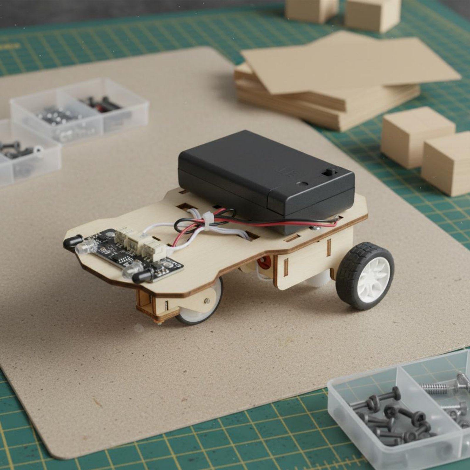 Science Kit - 木製知能車両キット 科学技術教育 DIY追従型車両キット ロボット工学 創造的思考を促す